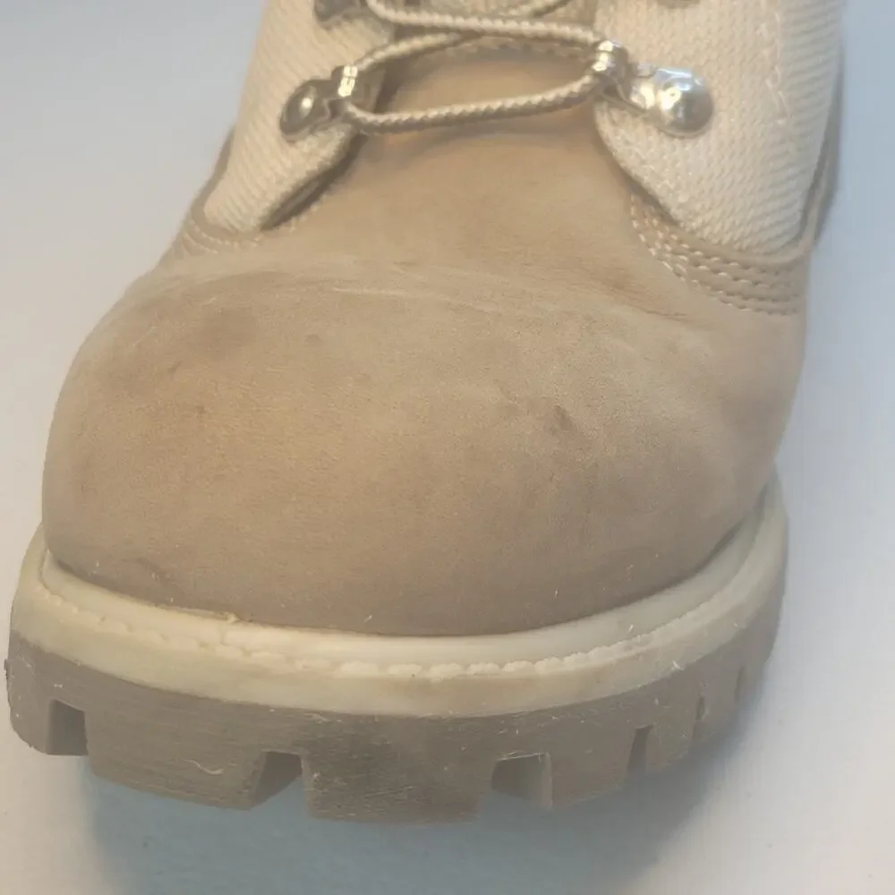 Timberland Men's Boots 8.5 Tan Nubuck Leather Canvas Chukka Trail Mid Lace